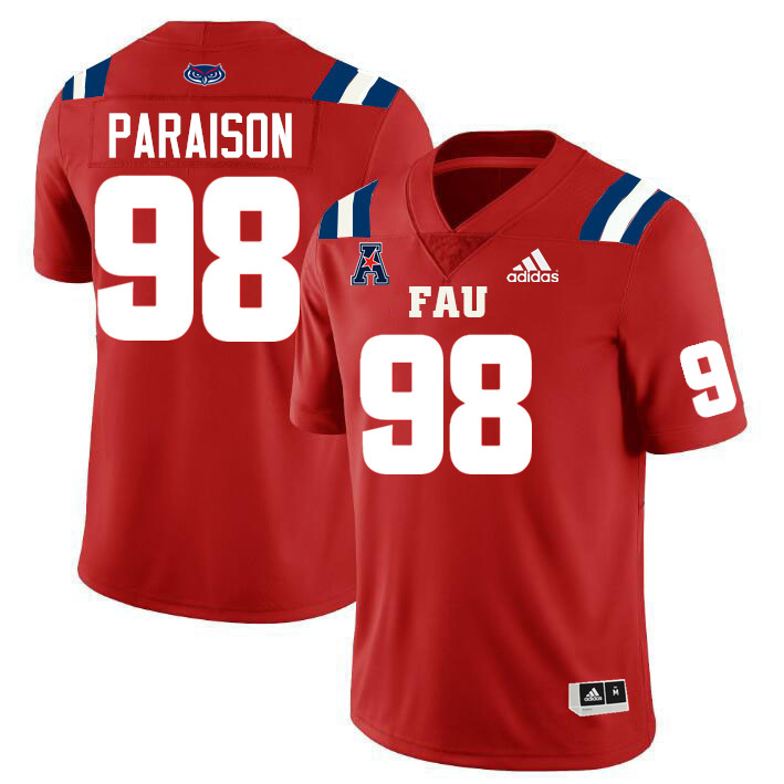 Florida Atlantic Owls #98 Christian Paraison College Football Jerseys Stitched-Red